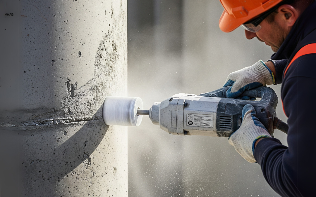 ¿Se puede perforar una superficie curva o inclinada con una corona diamantada?